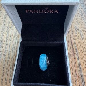 RETIRED Pandora Blue “Looking Glass” Murano Glass Bead Charm. Two Available